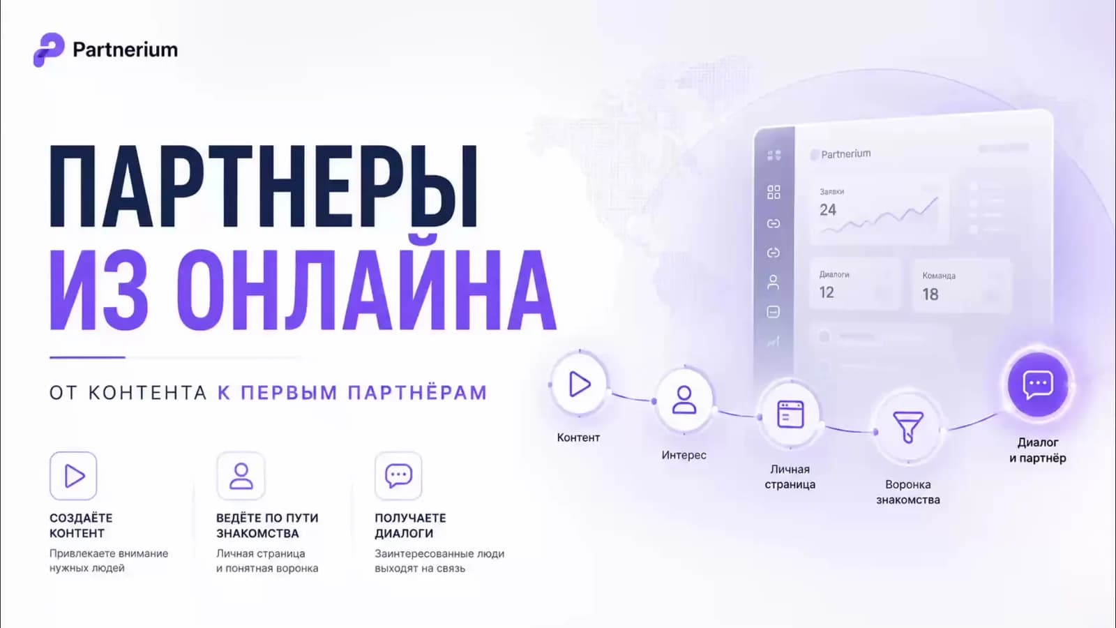 Кадр из ролика: путь от контента к первым партнёрам в Partnerium